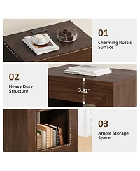 Streamdale Furniture Rustic Wood End Table, 2 Tiered Square Side Table with Storage Shelf