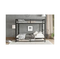 Streamdale Furniture Queen over Queen Metal Bunk Bed with Twin Size Trundle