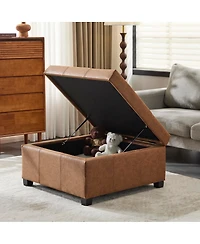 Streamdale Furniture Faux Leather Storage Ottoman - Lift-Top Footrest Stool