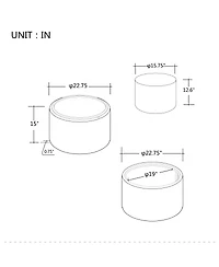 Streamdale Furniture Ball & Cast Nesting Storage Ottomans (2), Linen Upholstered
