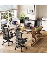 Tribesigns 78.7" Long 2 Person Desk, Double Office Desk with Metal Frame, Large Work Table for Home Office, Writing & Gaming