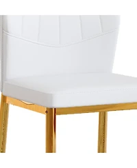 Streamdale Set of 6 Gold & White Dining Chairs, 37" High, Ergonomic Pu Backrest