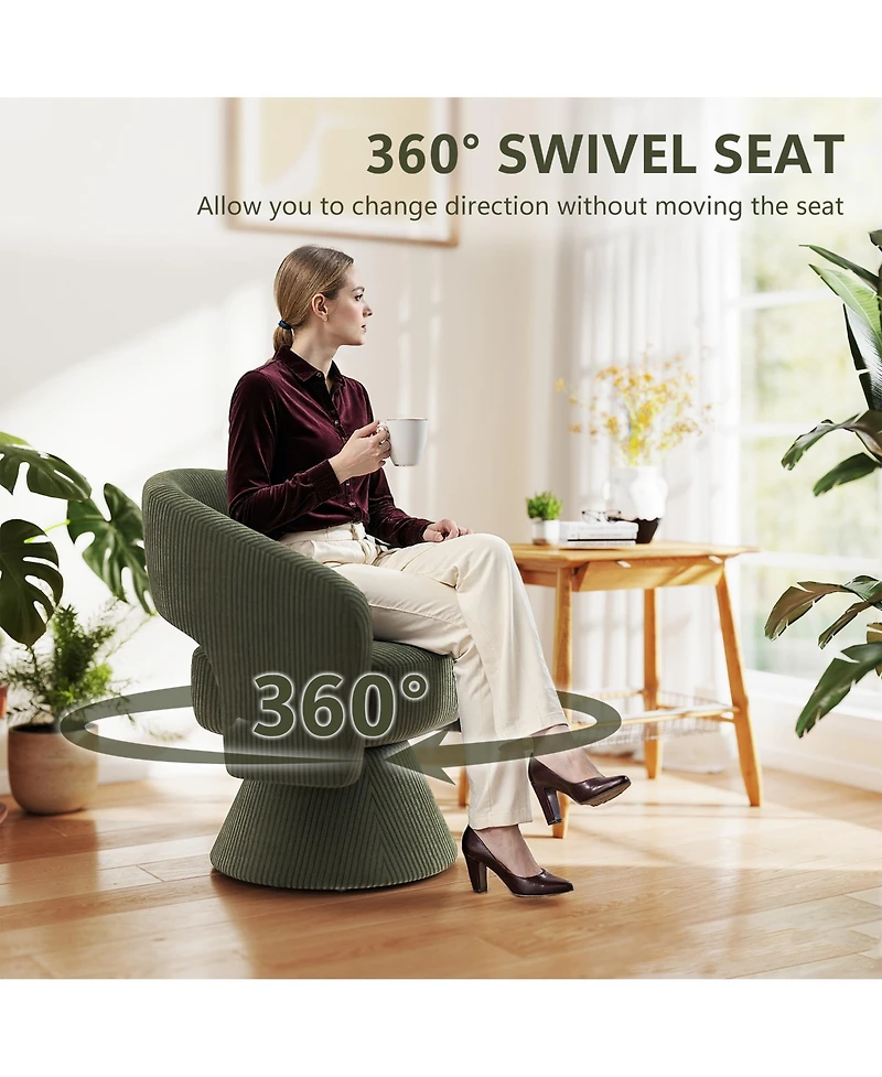 Homcom Swivel Accent Chair, Modern Barrel Chair with Thick Padding,