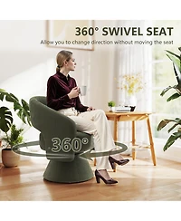 Homcom Swivel Accent Chair, Modern Barrel Chair with Thick Padding,