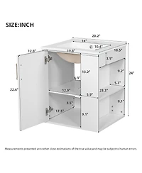 Busdays 20" Wall Mounted Bathroom Cabinet with Side Cabinet Combo, Bathroom Cabinet with Soft-Closing Door, Modern Bathroom Vanity with Sink.