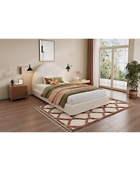 Streamdale Furniture Twin Size Bed Frame With Boucle Upholstered Round Curved Headboard