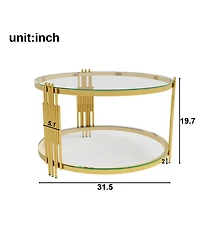Streamdale Furniture Living Room Table Set: 3-Piece Round Glass & Gold Metal Tables