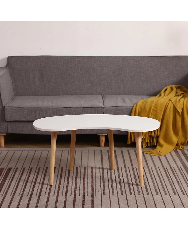 Streamdale Furniture Streamdale Nut Shape Coffee Table with Solid Wood Legs, 35x21 Inches