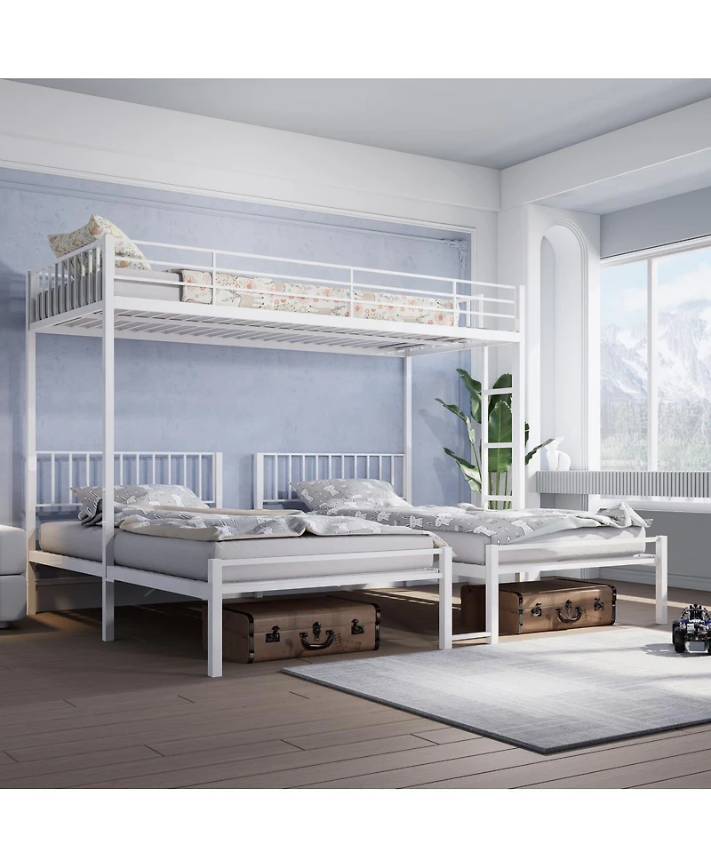 Streamdale Furniture Triple Bunk Bed for Kids, 3 Beds, Metal, Separates into 3 Twin Beds