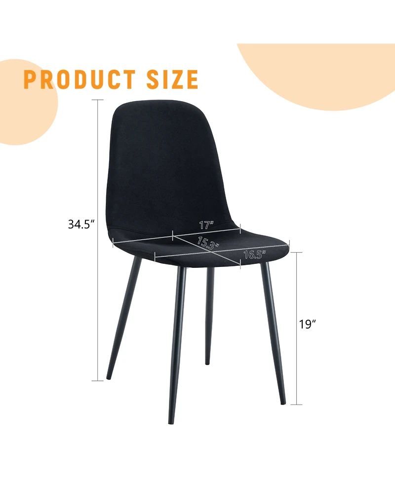 Streamdale Furniture Linen Dining Chairs - Set of 4, Metal Legs