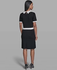 Karl Lagerfeld Paris Women's Contrast Collared Sweater Dress