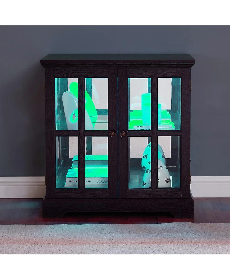 Streamdale Furniture Led Curio Display Cabinet with Adjustable Shelves & Lattice Doors