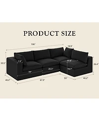 Streamdale Furniture Streamdale Modular Oversized Corduroy Sectional Sofa Couch with 2 Pillows