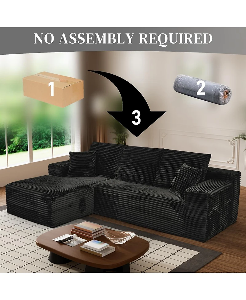 Streamdale Furniture Modular Rabbit Hair Cloud Sofa - L-Shaped, Recliner, Minimalist Sleeper