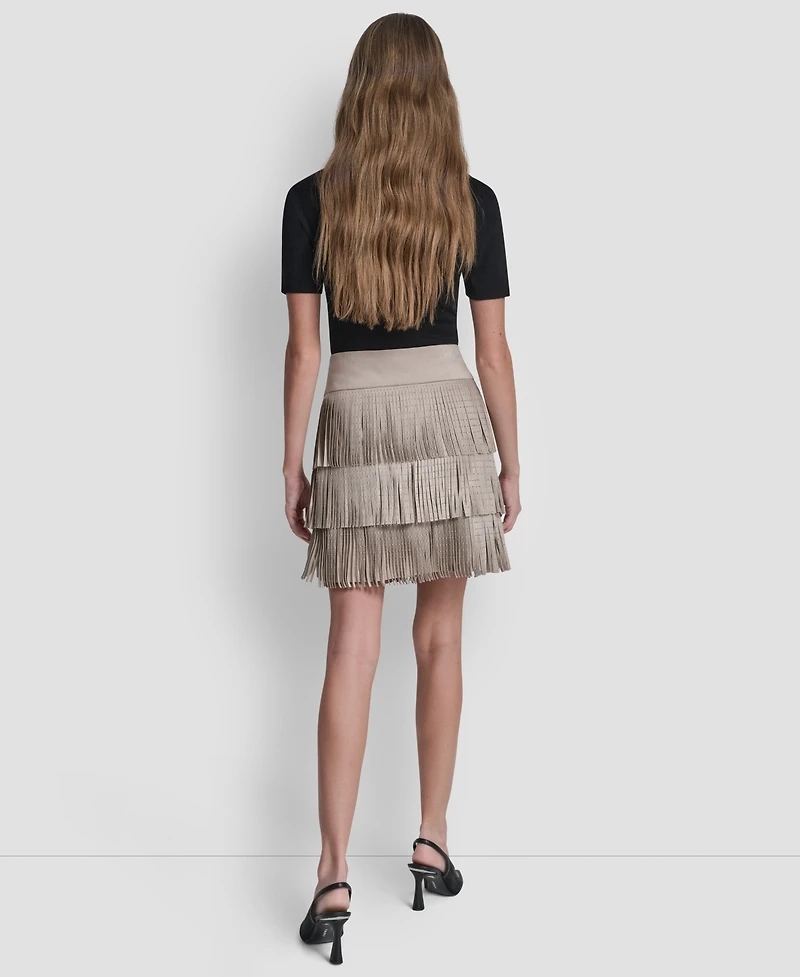 Dkny Women's Studded Fringe Mini Skirt