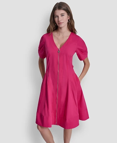 Dkny Women's Lantern Puff-Sleeve V-Neck Dress