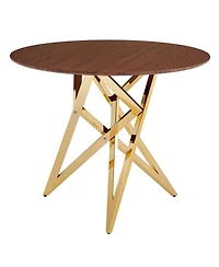 Streamdale Furniture Streamdale 37" Round Dining Table with Golden Metal Legs (Walnut