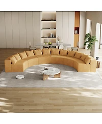 Streamdale Furniture Corduroy Curved Sectional Foam Sofa with 12 Pillows, Semi-Circular Modular Design