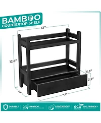 Sorbus 2-Tier Bamboo Counter Organizer with Drawer for Vanity, Matcha Station, Bathroom Sink Countertop