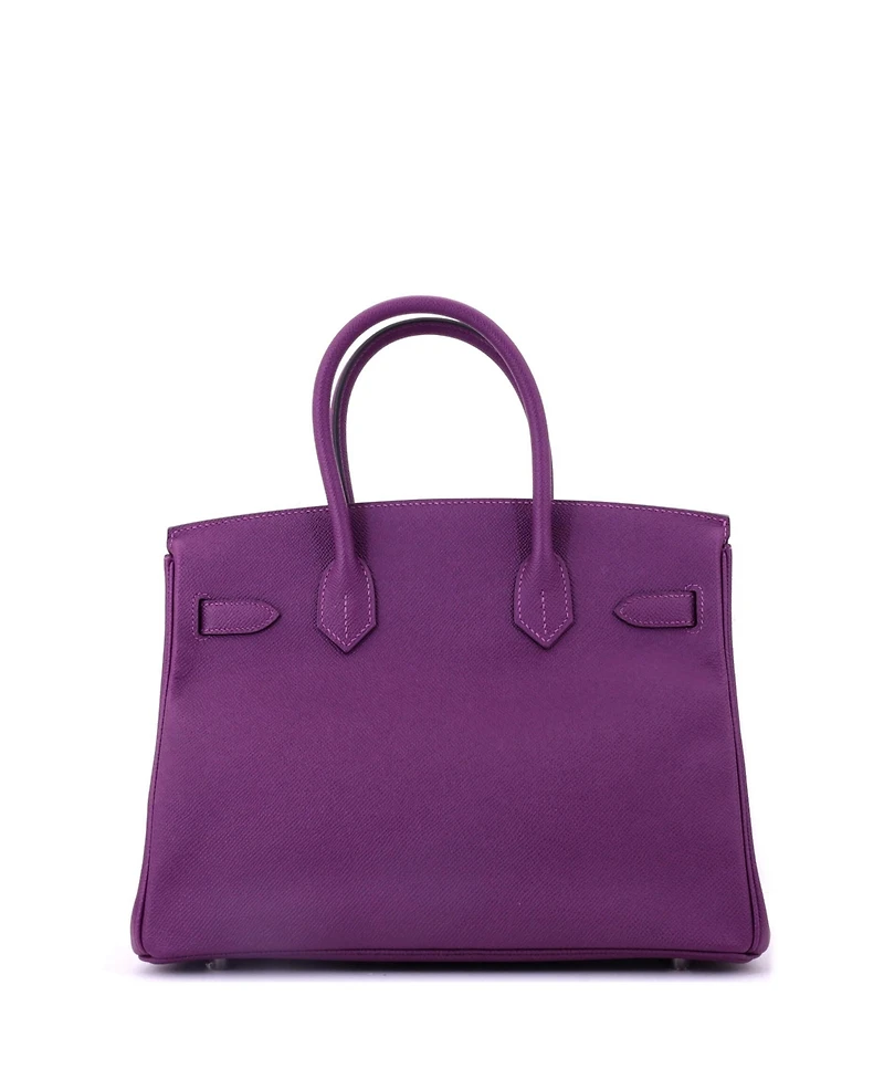 Pre-Owned HERMES Birkin 30 Handbag Purple Epsom with Palladium Hardware