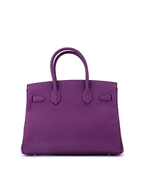 Pre-Owned HERMES Birkin 30 Handbag Purple Epsom with Palladium Hardware