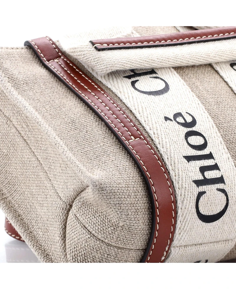 Pre-Owned Chloe Mini Woody Convertible Tote Canvas with Leather