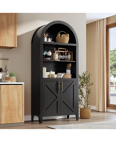 gaomon 5-Tier Open Display Shelf with Nice Texture, Farmhouse Storage Cabinet for Kitchen