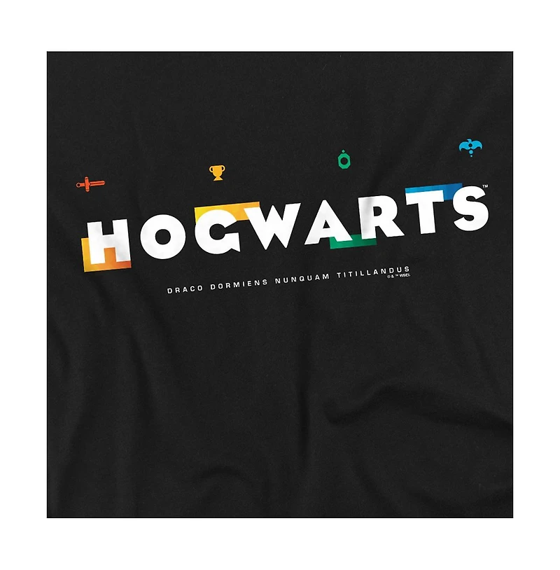 Harry Potter Men's Hogwarts with Tiny House Symbols T Shirt
