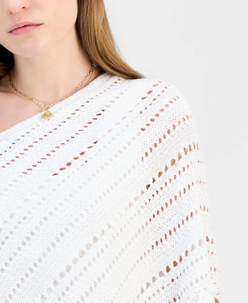 Ultra Flirt Juniors' Asymmetric Lurex Pointelle Poncho