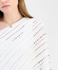 Ultra Flirt Juniors' Asymmetric Lurex Pointelle Poncho