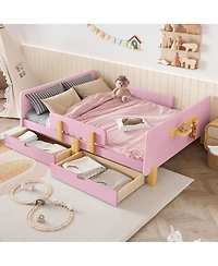 Streamdale Furniture Platform Bed with Storage, Solid Wood Frame, No Box Spring Needed