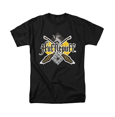 Harry Potter Men's Hufflepuff Broomstick Badger Logo T Shirt