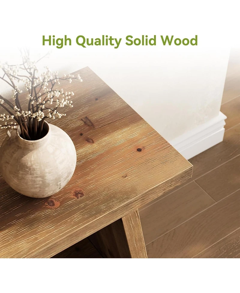 Tribesigns Solid Wood Tv Stand, 63-Inch Farmhouse Media Console for 55-65 inch Tv,Entertainment Center, Brown