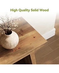 Tribesigns Solid Wood Tv Stand, 63-Inch Farmhouse Media Console for 55-65 inch Tv,Entertainment Center, Brown