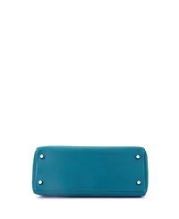 Pre-Owned HERMES Kelly 28 Handbag Blue Tadelakt with Palladium Hardware