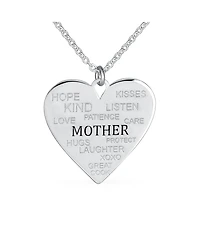 Bling Jewelry Inspirational Words Describe Your Mother Heart Pendant Necklace Sterling Silver