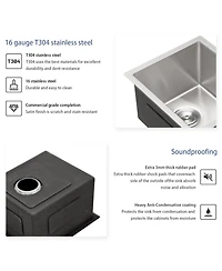 flynama 15x17x9 Inch Undermount Stainless Steel Kitchen Sink 16 Gauge 304 Single Bowl With Drain Assembly