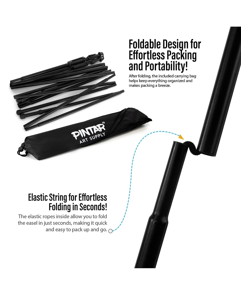 Pintar Easel Stand for Painting and Display - 63" Portable Metal Tripod Standing Art Easel with Bag, Foldable Easel Stand for Sign