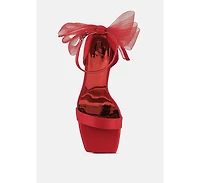 Womens Kiri Satin Clear High Heeled Bow Sandals