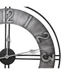Sorbus Distressed Industrial Gray Oversized Round Metal Wall Clock