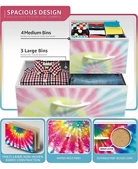 Sorbus Dresser with 7 Drawers - Storage Chest Organizer Steel Frame, Wood Top, Handles, Fabric Bins