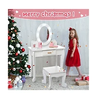 gaomon Kids Vanity Set with Makeup Desk and Chair, Girls Dressing Table Playset, White