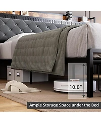 gaomon Led Bed Frame with Headboard Upholstered Platform Bed with Charge Station and Storage Drawers Heavy Duty Metal Slats No Box Spring Needed