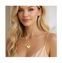 Hollywood Sensation Sophia Mom Pave Heart & Floral Charm Necklace