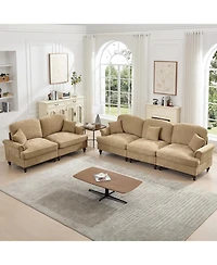 Streamdale Furniture Modular Sofa Set- Flared Arms, Removable Skirts, Light Coffee