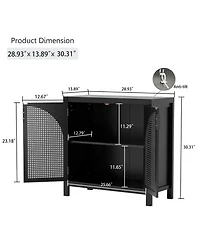 Streamdale Furniture Black Rattan Accent Cabinet with Doors & Adjustable Shelf