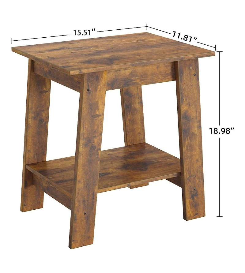 gaomon Farmhouse Side Table, Set of 2 Small Wooden End Table with 2-Layer Storage Shelves, Sofa Table for Small Space, Easy Assembly