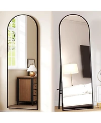 Homfan Arched Full Length Mirror, 65x22 Inches Full Floor Body Mirror, Freestanding Leaning Mirror with Stand