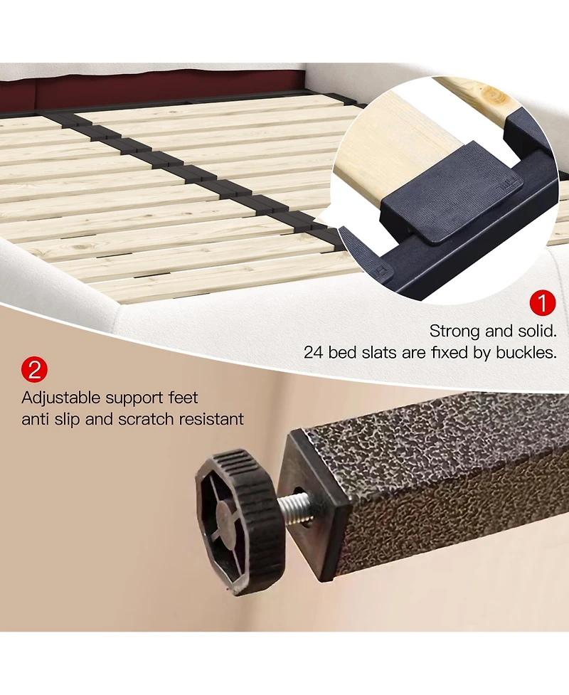 Streamdale Furniture Upholstered Platform Bed with Velvet Headboard