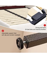 Streamdale Furniture Upholstered Platform Bed with Velvet Headboard